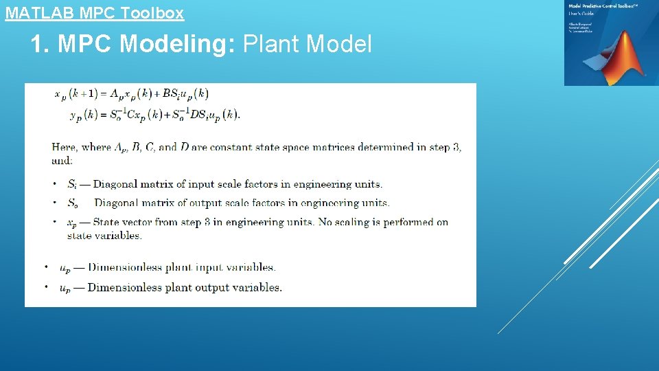 MATLAB MPC Toolbox 1. MPC Modeling: Plant Model 