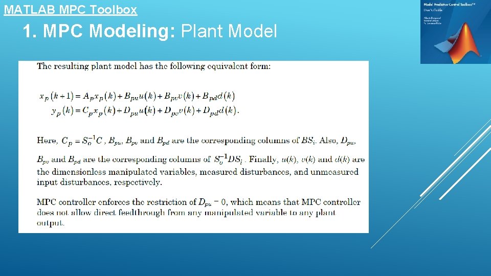 MATLAB MPC Toolbox 1. MPC Modeling: Plant Model 