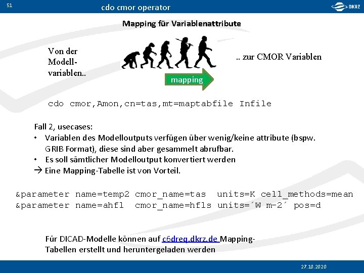 cdo cmor operator 51 Mapping für Variablenattribute Von der Modellvariablen. . zur CMOR Variablen