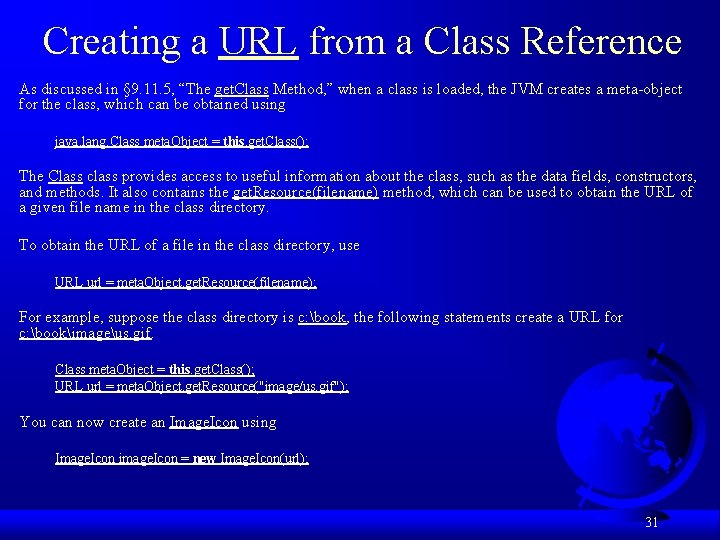 Creating a URL from a Class Reference As discussed in § 9. 11. 5,