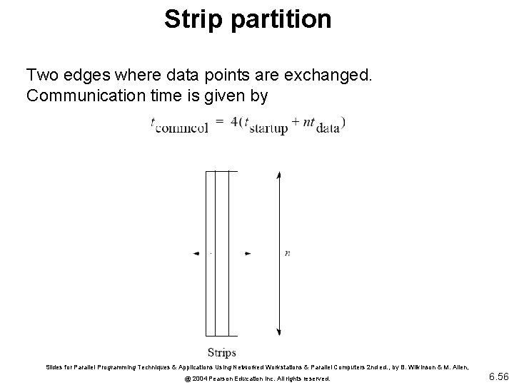 Strip partition Two edges where data points are exchanged. Communication time is given by