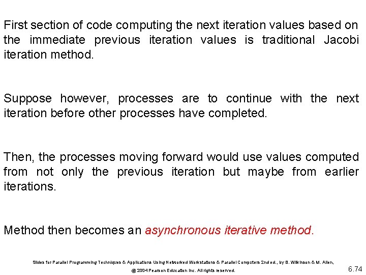 First section of code computing the next iteration values based on the immediate previous