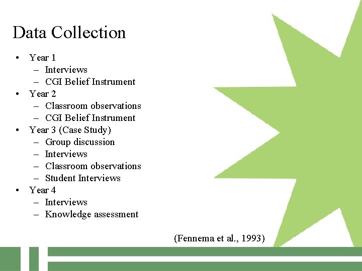 Data Collection • Year 1 – Interviews – CGI Belief Instrument • Year 2