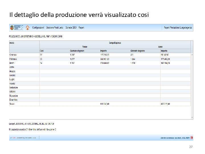 Il dettaglio della produzione verrà visualizzato cosi 27 