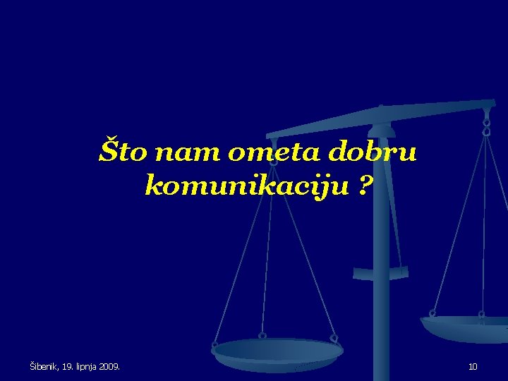 Što nam ometa dobru komunikaciju ? Šibenik, 19. lipnja 2009. 10 