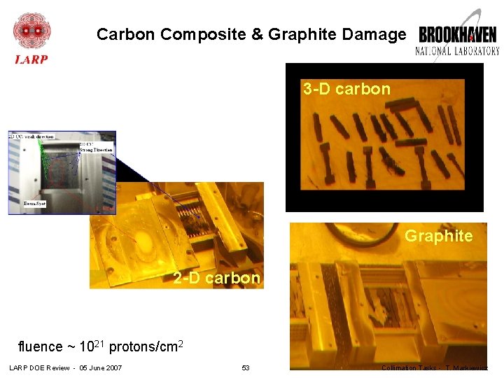 Carbon Composite & Graphite Damage 3 -D carbon Graphite 2 -D carbon fluence ~