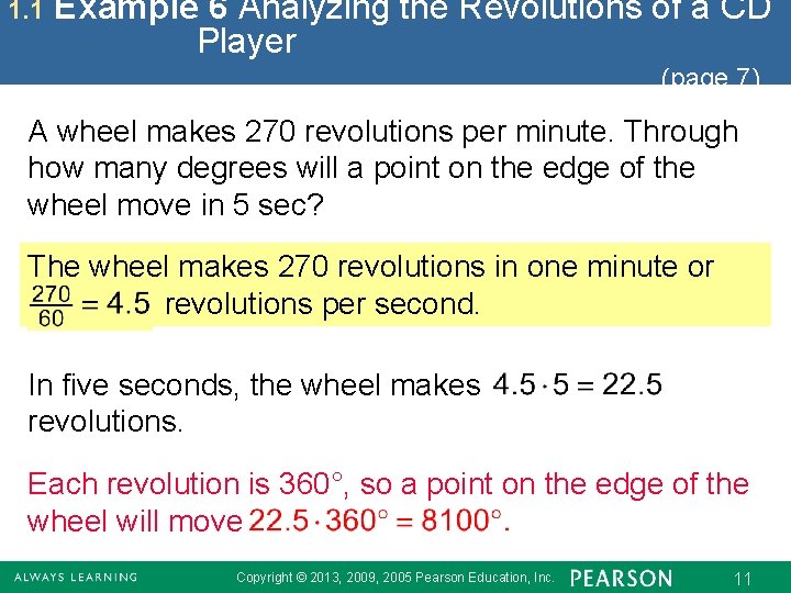 1. 1 Example 6 Analyzing the Revolutions of a CD Player (page 7) A