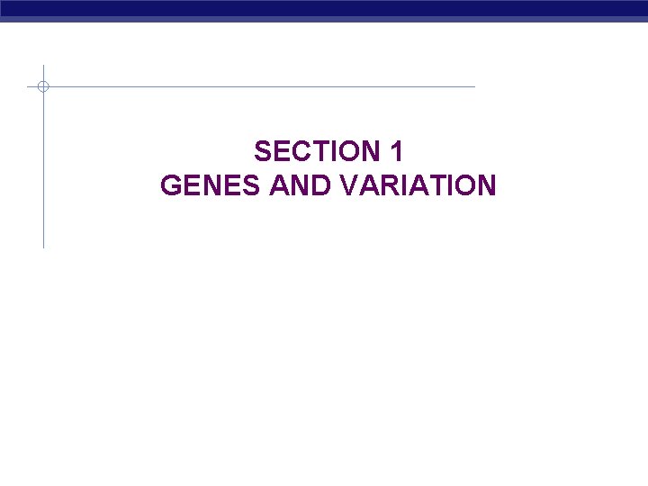 SECTION 1 GENES AND VARIATION 