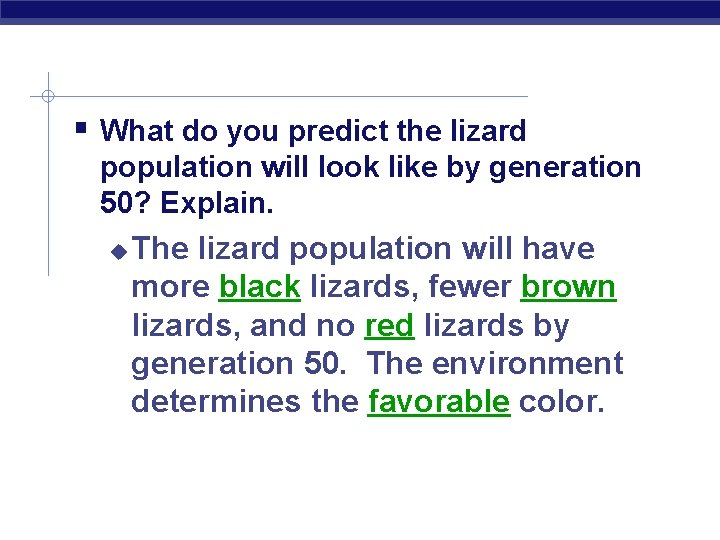  What do you predict the lizard population will look like by generation 50?