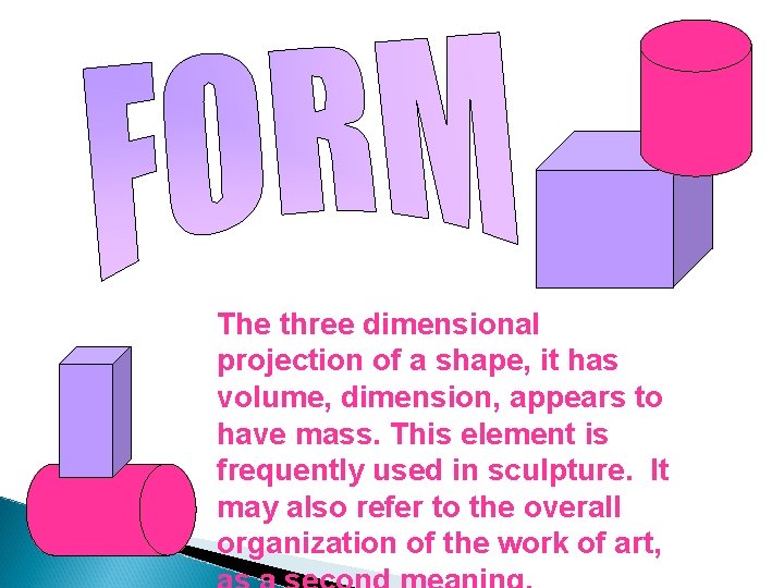 The three dimensional projection of a shape, it has volume, dimension, appears to have