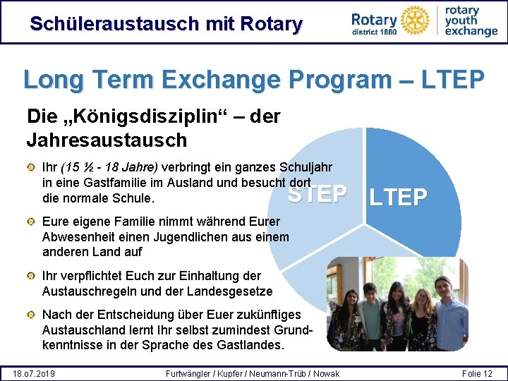 Schüleraustausch mit Rotary Long Term Exchange Program – LTEP Die „Königsdisziplin“ – der Jahresaustausch