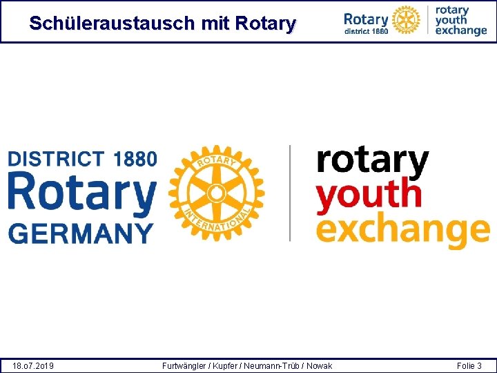 Schüleraustausch mit Rotary 18. o 7. 2 o 19 Furtwängler / Kupfer / Neumann-Trüb