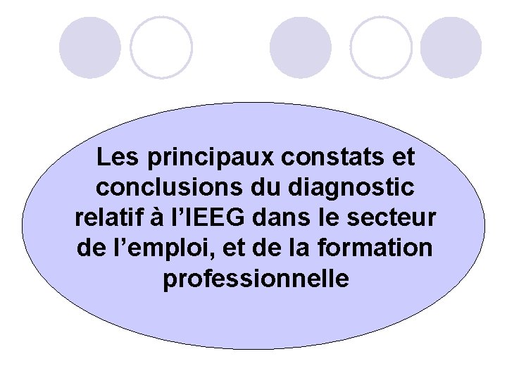 Les principaux constats et conclusions du diagnostic relatif à l’IEEG dans le secteur de