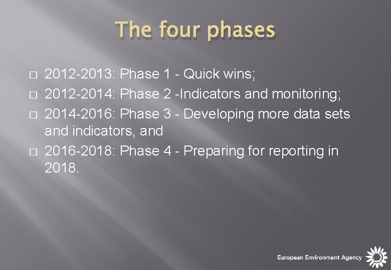 The four phases � � 2012 -2013: Phase 1 - Quick wins; 2012 -2014: The four phases � � 2012 -2013: Phase 1 - Quick wins; 2012 -2014:
