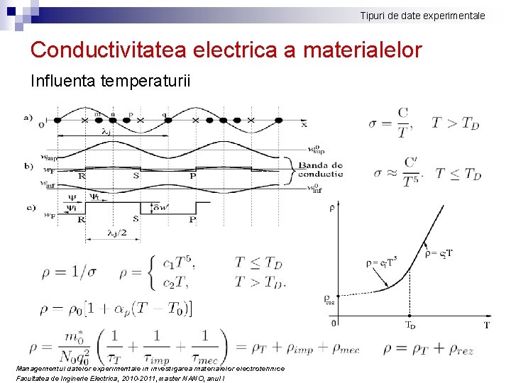 Tipuri de date experimentale Conductivitatea electrica a materialelor Influenta temperaturii Managementul datelor experimentale in Tipuri de date experimentale Conductivitatea electrica a materialelor Influenta temperaturii Managementul datelor experimentale in