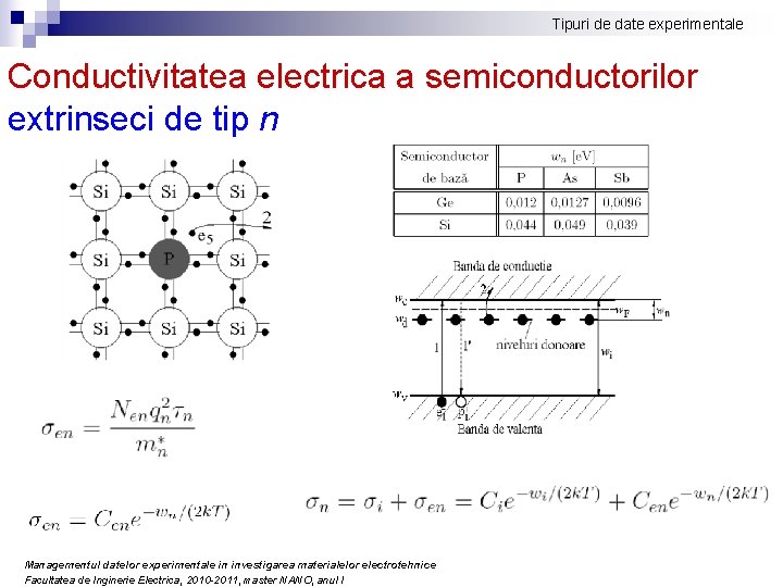 Tipuri de date experimentale Conductivitatea electrica a semiconductorilor extrinseci de tip n Managementul datelor Tipuri de date experimentale Conductivitatea electrica a semiconductorilor extrinseci de tip n Managementul datelor