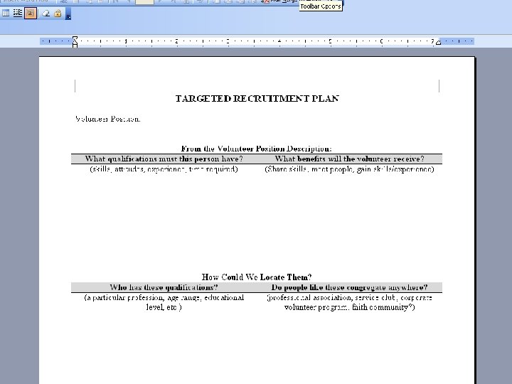 TARGETED RECRUITMENT PLAN 