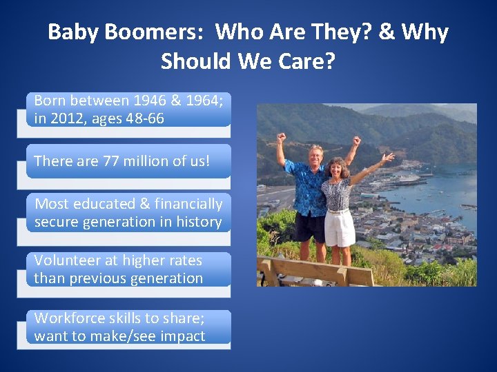 Baby Boomers: Who Are They? & Why Should We Care? Born between 1946 &