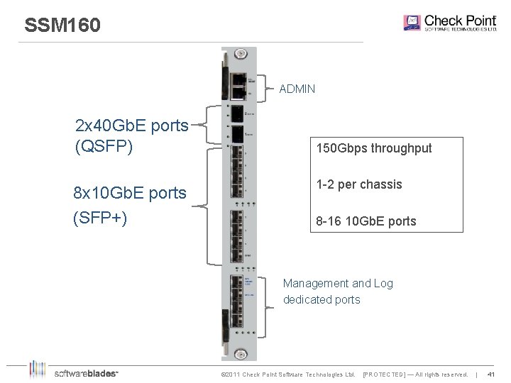 SSM 160 ADMIN 2 x 40 Gb. E ports (QSFP) 8 x 10 Gb.