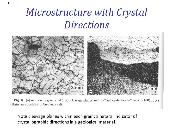10 Microstructure with Crystal Directions Note cleavage planes within each grain: a natural indicator