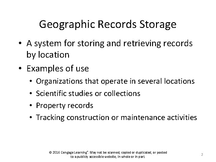 Geographic Records Storage • A system for storing and retrieving records by location •