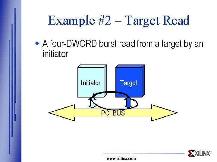 Example #2 – Target Read w A four-DWORD burst read from a target by