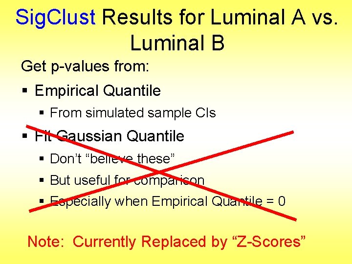 Sig. Clust Results for Luminal A vs. Luminal B Get p-values from: § Empirical