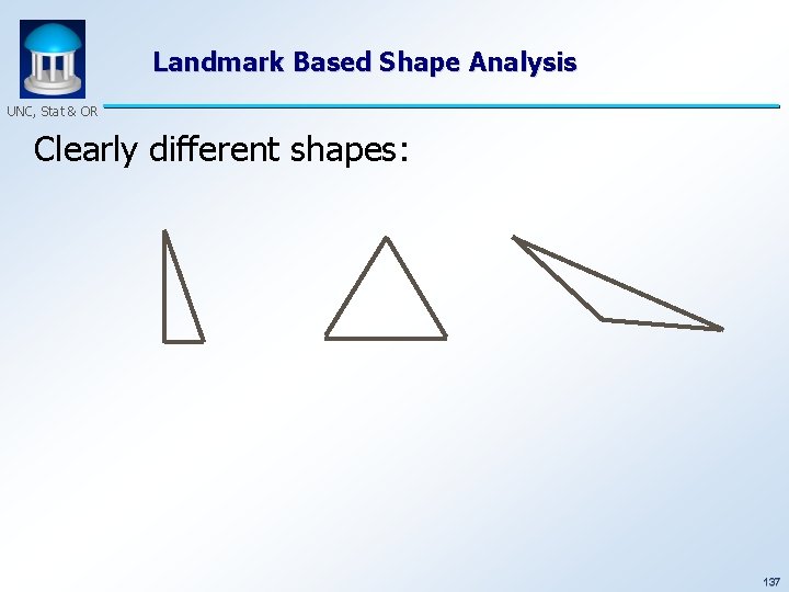 Landmark Based Shape Analysis UNC, Stat & OR Clearly different shapes: 137 