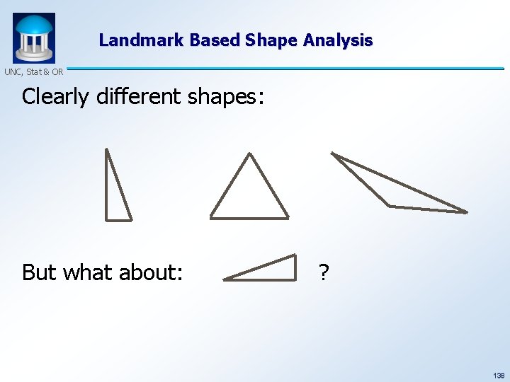 Landmark Based Shape Analysis UNC, Stat & OR Clearly different shapes: But what about: