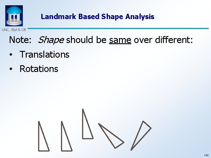 Landmark Based Shape Analysis UNC, Stat & OR Note: Shape should be same over