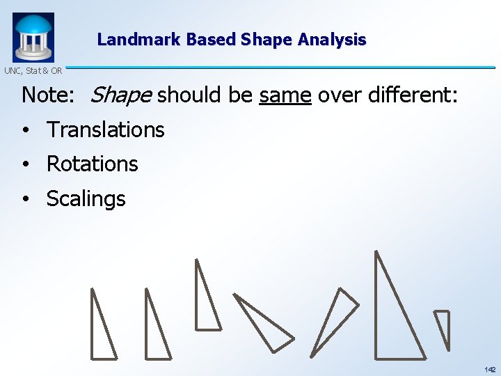 Landmark Based Shape Analysis UNC, Stat & OR Note: Shape should be same over