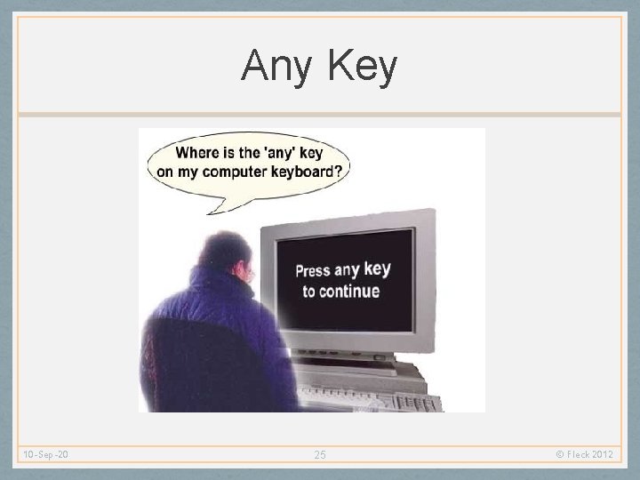 Any Key 10 -Sep-20 25 © Fleck 2012 
