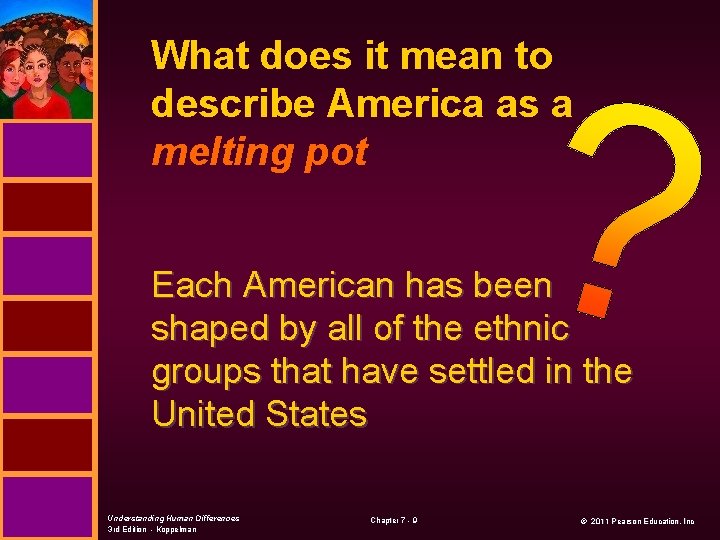 What does it mean to describe America as a melting pot Each American has