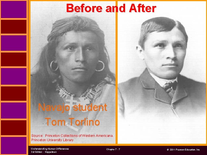 Before and After Navajo student Tom Torlino Source: Princeton Collections of Western Americana. Princeton