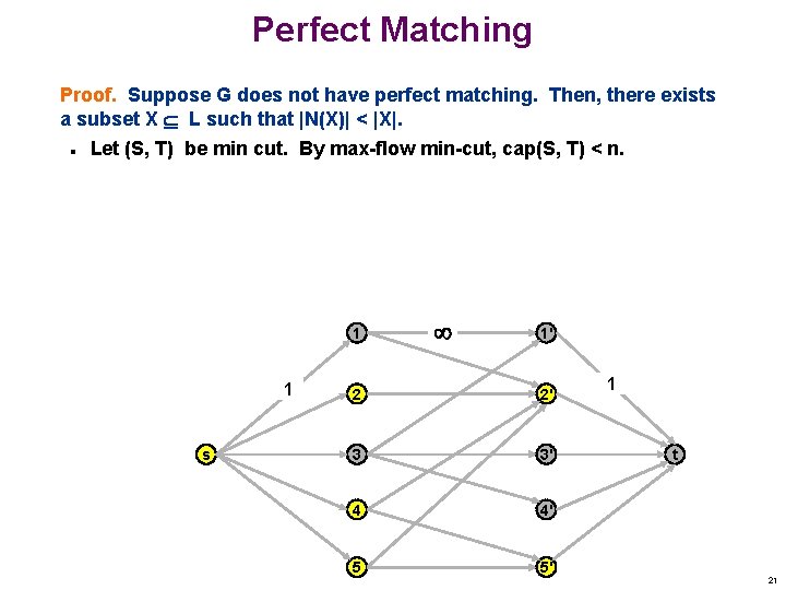 Perfect Matching Proof. Suppose G does not have perfect matching. Then, there exists a