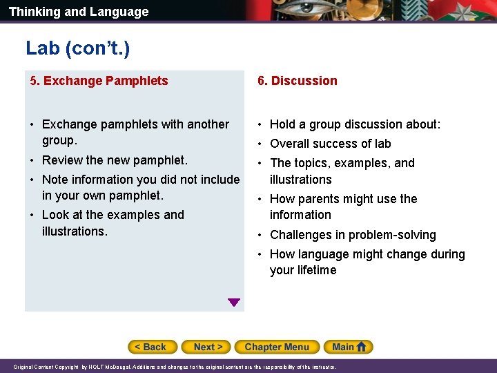 Thinking and Language Lab (con’t. ) 5. Exchange Pamphlets 6. Discussion • Exchange pamphlets