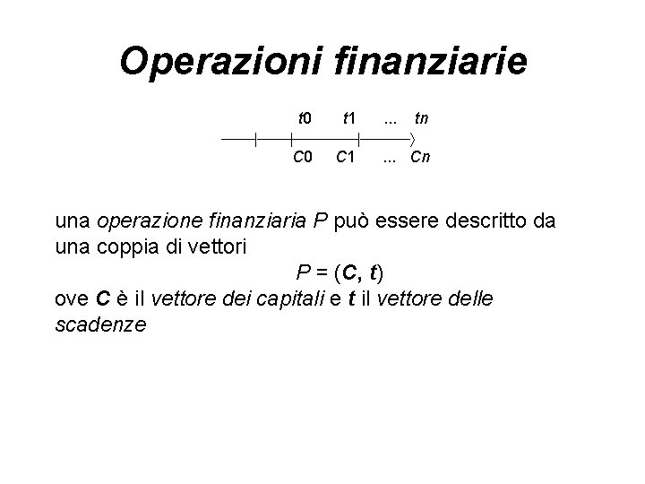 Operazioni finanziarie t 0 t 1 . . . tn C 0 C 1