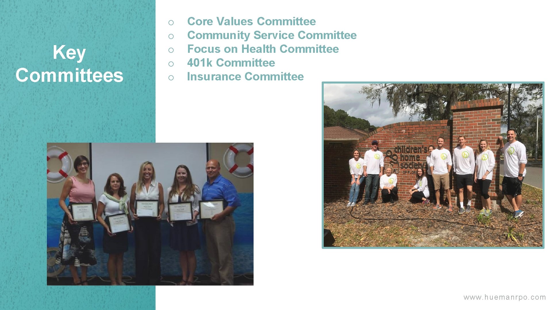 o o o Core Values Committee Community Service Committee Focus on Health Committee 401