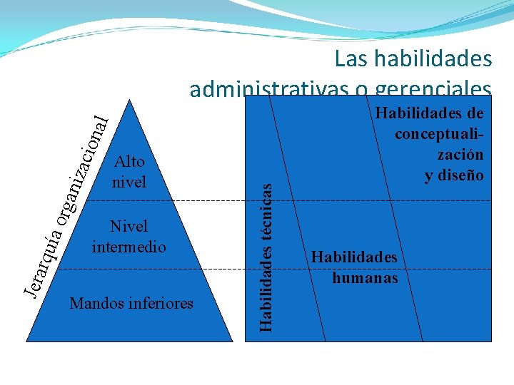 Alto nivel Nivel intermedio Mandos inferiores Habilidades técnicas Jera rquí a or gan iz