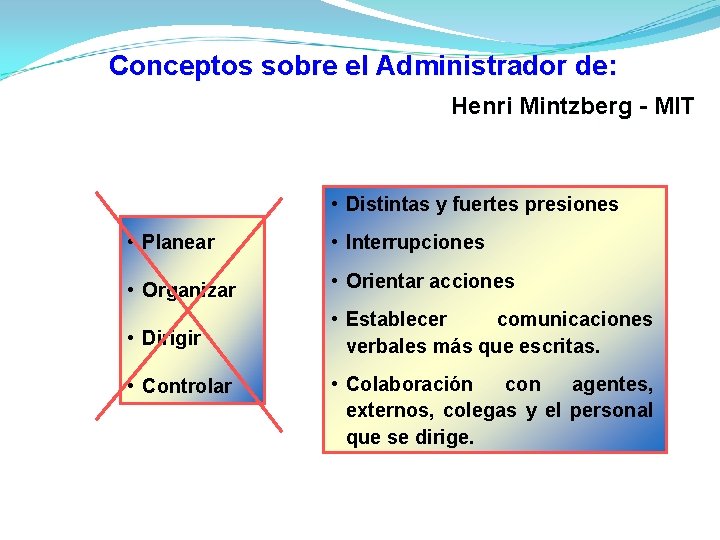 Conceptos sobre el Administrador de: Henri Mintzberg - MIT • Distintas y fuertes presiones