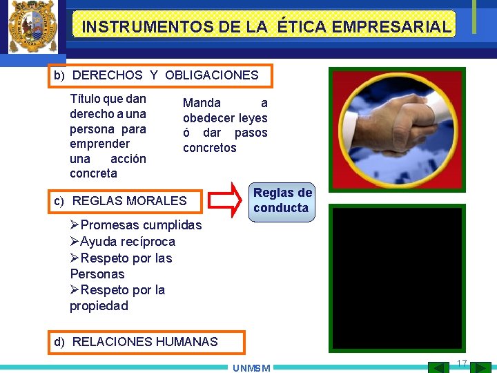 INSTRUMENTOS DE LA ÉTICA EMPRESARIAL b) DERECHOS Y OBLIGACIONES Título que dan derecho a