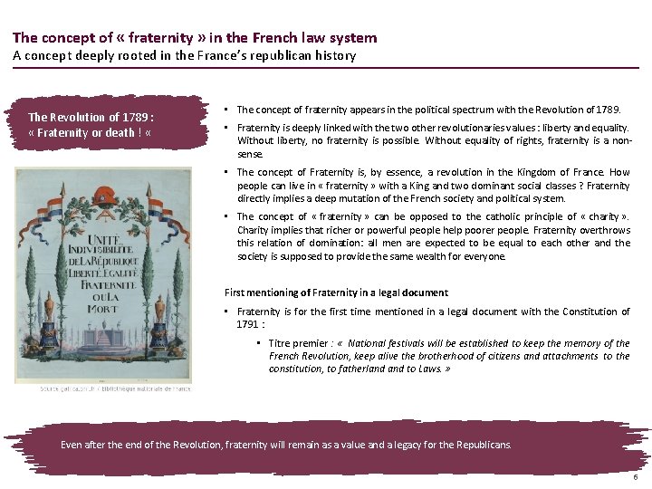 The concept of « fraternity » in the French law system A concept deeply