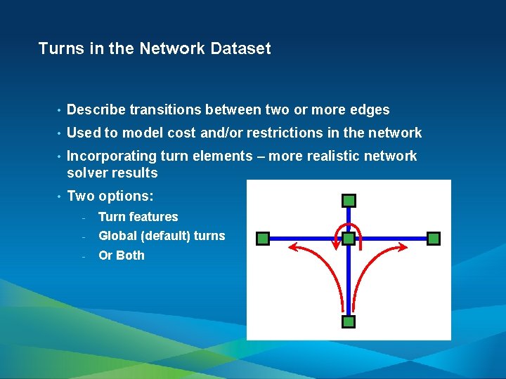 Turns in the Network Dataset • Describe transitions between two or more edges •