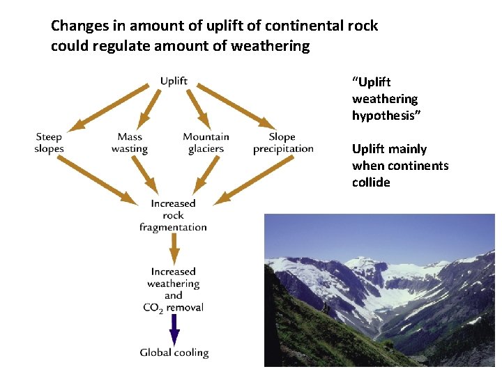 Changes in amount of uplift of continental rock could regulate amount of weathering “Uplift