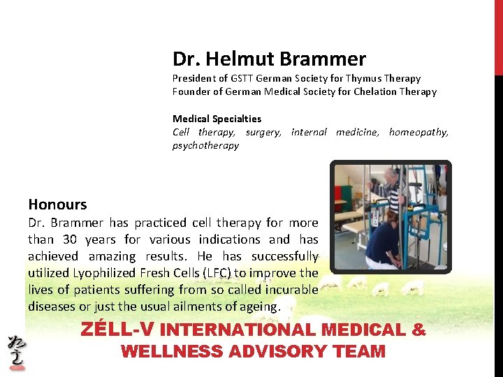 Dr. Helmut Brammer President of GSTT German Society for Thymus Therapy Founder of German