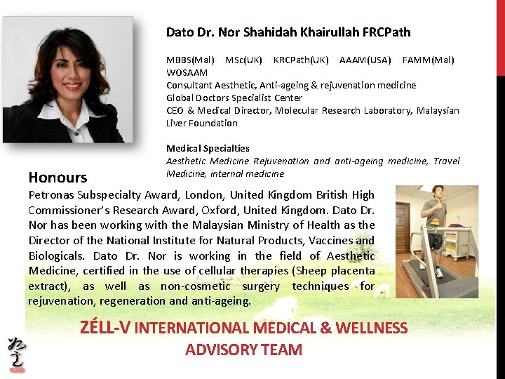 Dato Dr. Nor Shahidah Khairullah FRCPath MBBS(Mal) MSc(UK) KRCPath(UK) AAAM(USA) FAMM(Mal) WOSAAM Consultant Aesthetic,