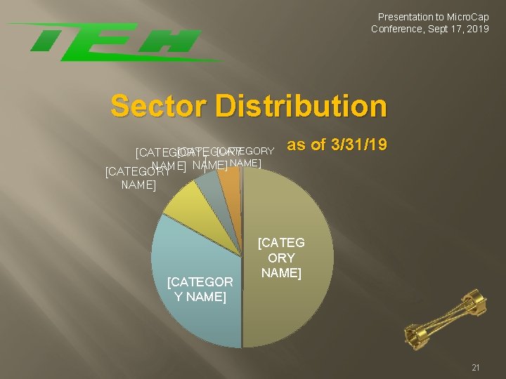 Presentation to Micro. Cap Conference, Sept 17, 2019 Sector Distribution [CATEGORY NAME] [CATEGORY NAME]