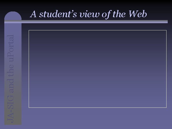 JA-SIG and the u. Portal A student’s view of the Web 