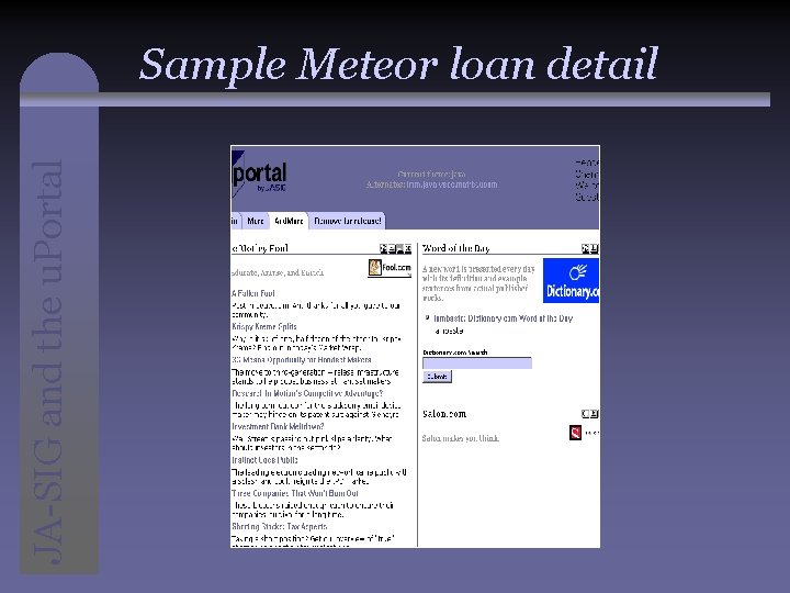 JA-SIG and the u. Portal Sample Meteor loan detail 