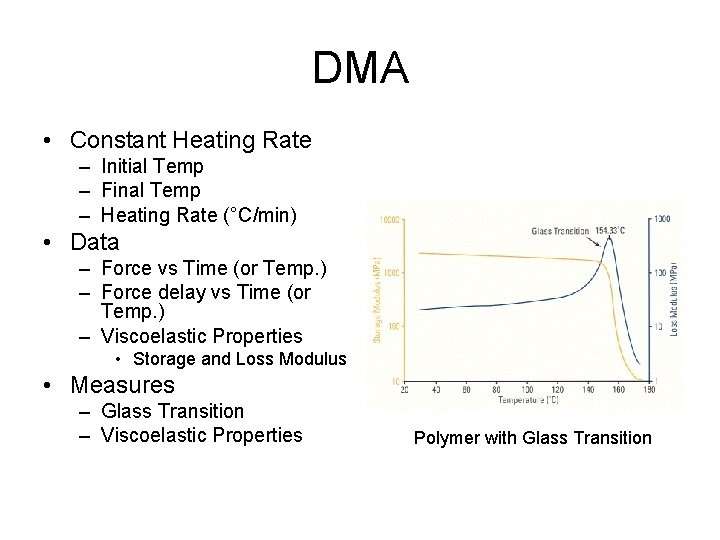 DMA • Constant Heating Rate – Initial Temp – Final Temp – Heating Rate